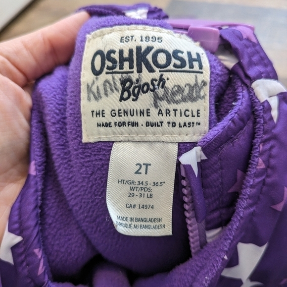 Osh kosh b'gosh kids winter snowsuit purple stars - Picture 3 of 7